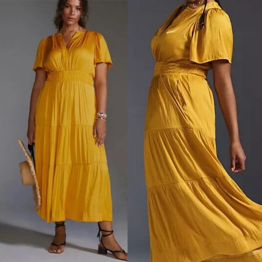 Anthropologie Somerset Satin Edition in Gold Mango - Picture 2 of 6